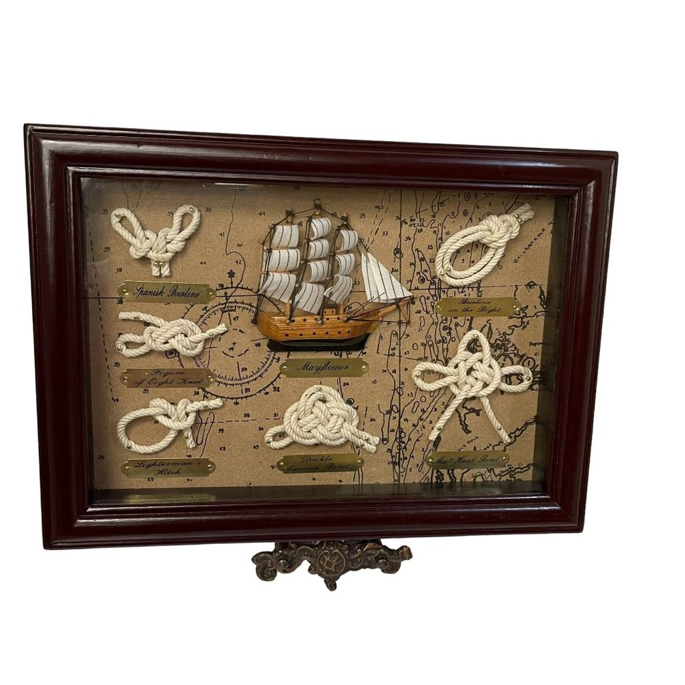 Vintage Heritage Mint Nautical Sailors Knots &‎ Rope Mayflower Wall Frame